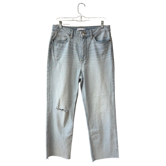 Elizabeth & James High Waisted Raw Edge Crop Denim Jeans Size30 Light Wash Baggy - Picture 9 of 10